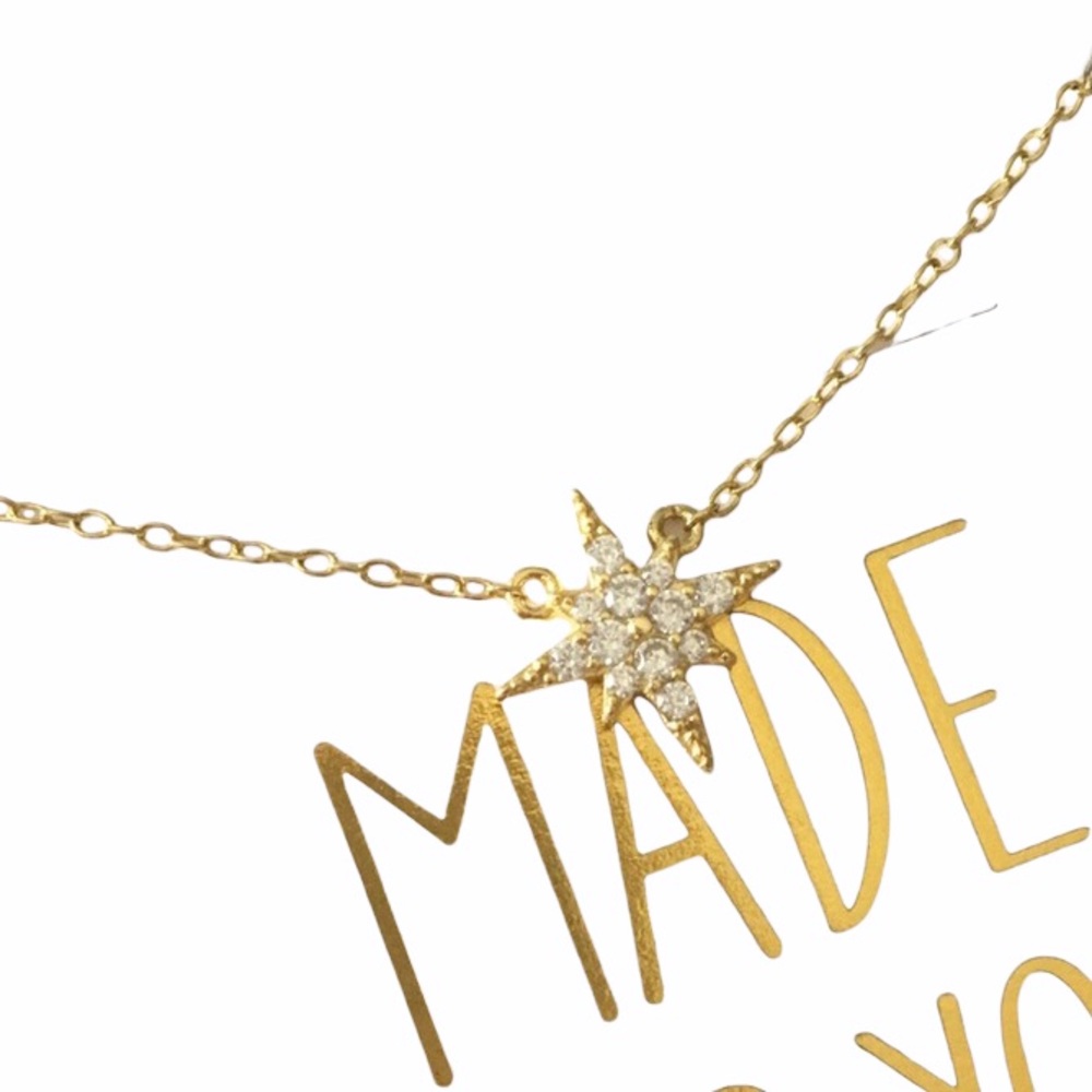 new Pave CZ Cubic Zirconia Polaris Station Necklace ❉ 14KT Gold Plated Silver ❉ - Picture 8 of 14